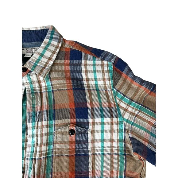 Wallace & Barnes Mens M Flannel Shirt Multicolor Plaid Button Up Heavyweight - Picture 3 of 9